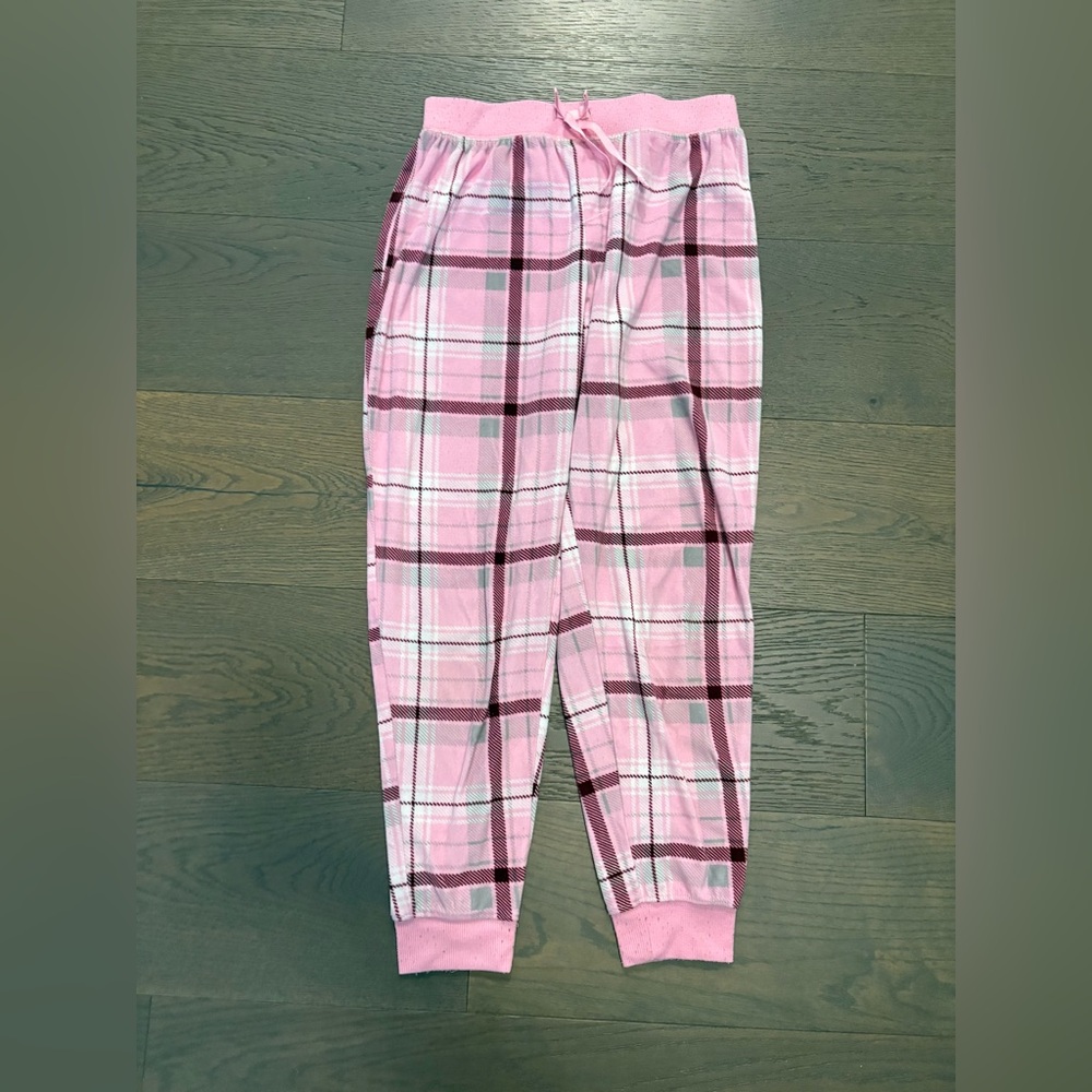 Justice girls warm fleece pink pj bottoms sz 12/14 GUC